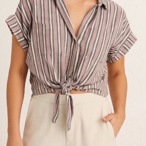 **BLUE** Cloth & Stone Striped Button Down Shirt